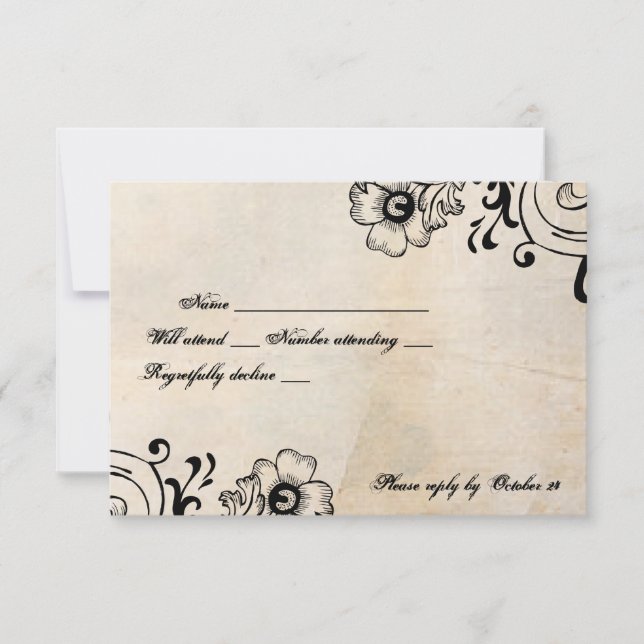 Chique Retro Floral rsvp com envelopes (Frente)