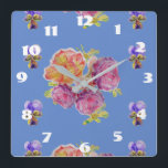 Chique Rosas azuis Rosa relógio da sala<br><div class="desc">Chique Rosa Azul Relógio De Sala Floral Rosa. Projetado a partir da minha arte original de aquarela.</div>