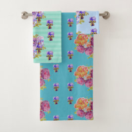 chique Rosas Teais Flores Florais Flores Toalha