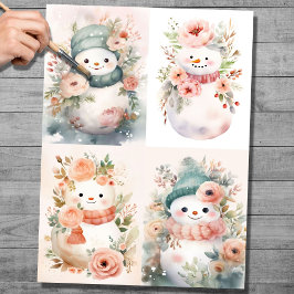 Chique Snowman Collage 1 Papel de Decoupage