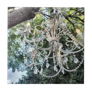 Chique White Crystal Chandelier