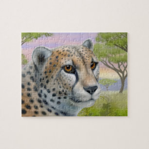 Chita africana selvagem no quebra-cabeça do savan