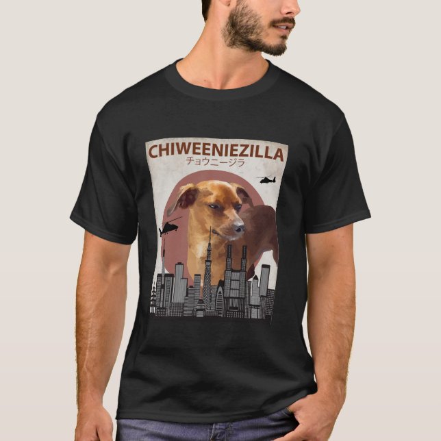 Chiweeniezilla Funny Chiweenie T Camisas Cachorros (Frente)