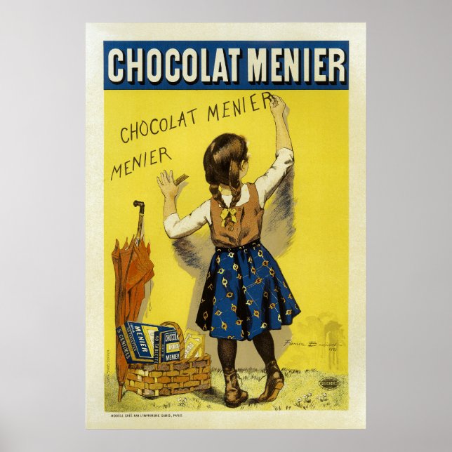 Chocolat Menier Vintage Poster de propaganda franc (Frente)