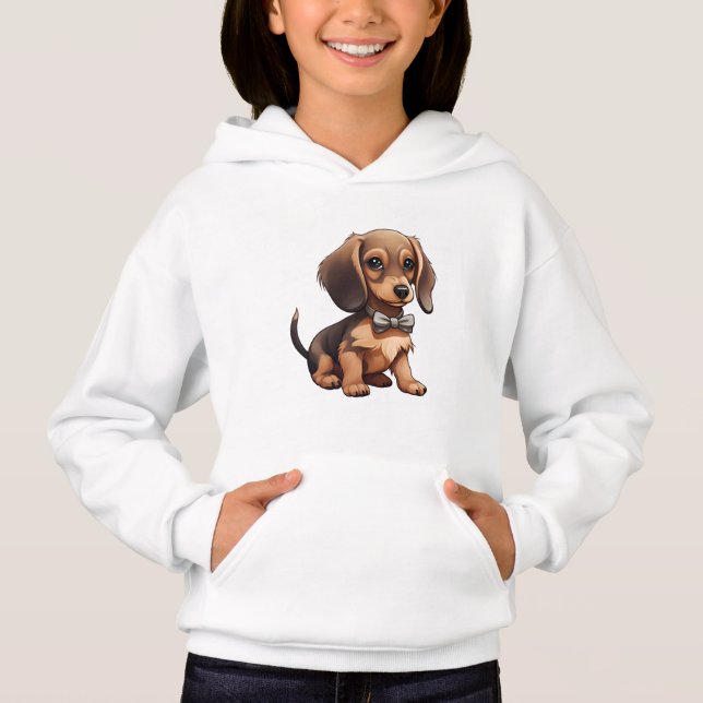 Chocolate e Tan Dachshund Hoodie (Frente)