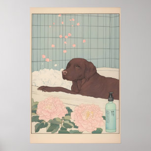 Chocolate Labrador Impressão de Banheiro Japonês U