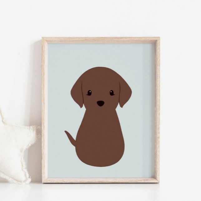 Chocolate Labrador Puppy Dog Nursery & Kids Poster (Criador carregado)