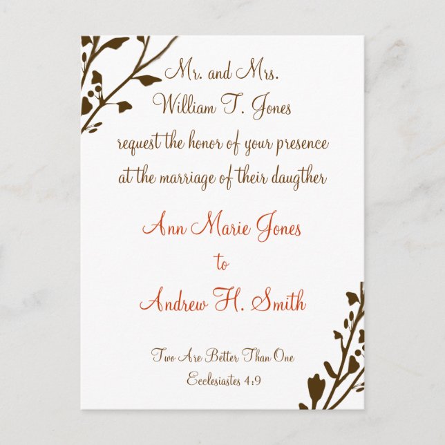 Chocolate Profundo com Convite Cristão para Casame (Frente)