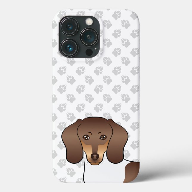 Chocolate & Tan Patas Curto Cabelo Dachshund & Pat (Verso)