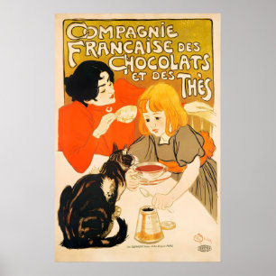 Chocolats et des Thès 1895 IMPRESSÃO DE CARTAZ A5-