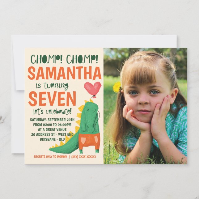 Chomp! Convite Fotográfico Crocodilo Birthday (Frente)