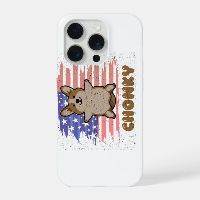 Chonky Corgi Patriótico Bandeira EUA Presente Dive (Verso)
