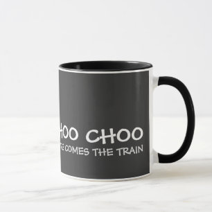 "Choo Choo aqui vem caneca vermelha/preta do trem"