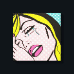 Chorem-me por uma Pop do rio, uma Canvas esticada<br><div class="desc">Esta Canvas Chorou-me de Pop do Rio Arte Estreita apresenta um desenho inspirado em quadrinhos de uma jovem emocionalmente distraída com cabelo louro,  lábios cor-de-rosa e lágrimas aquáticas. A mulher está num fundo de aqua e bolinhas branca. A vida pode não ser justa,  mas esta canvas quase compensa!</div>