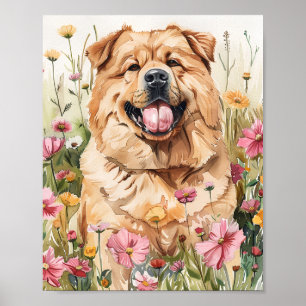 Chow Chow Dog Portrait Wall Art Impressão Poste
