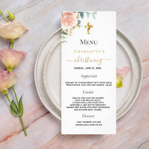 Christening Menu rosa dourado blush cor-de-rosa me