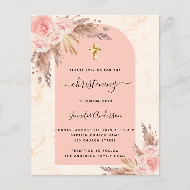 Christening pampas rosa marble (Frente)