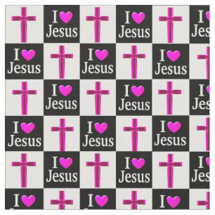 CHRISTIAN BLACK AND PINK CROSS EU AMO JESUS TECIDO