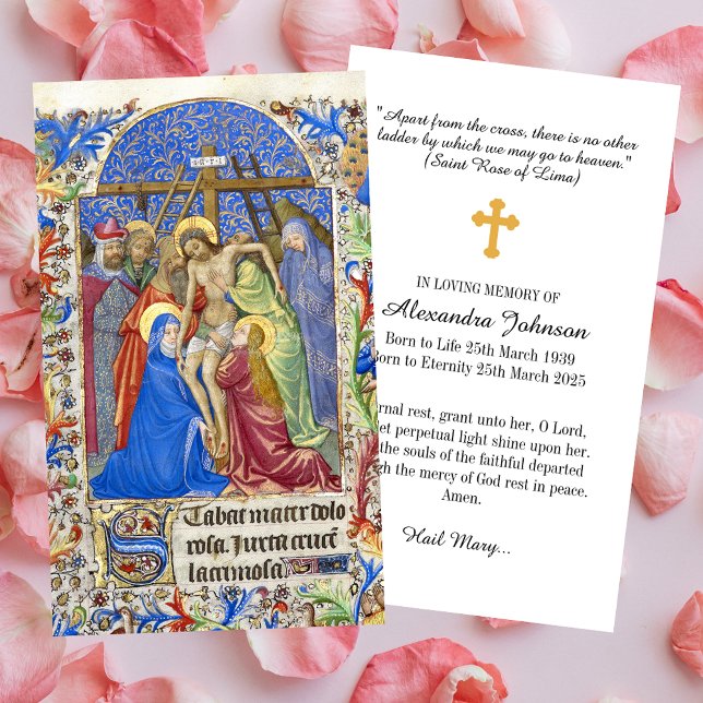 Christian Crucifix Cross Funeral Memorial Prayer (Religious Christian Crucifix Crucifixion Cross Funeral Memorial Loss Prayer Sympathy Card)