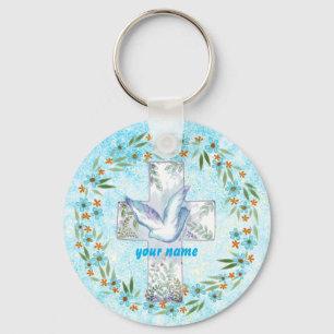 Christian Dove Cross chaveiro