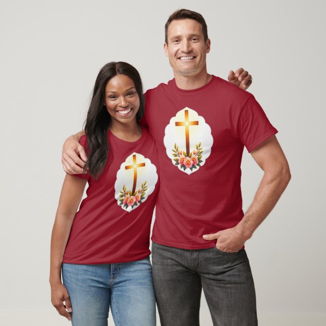 Christian Easter Cross with Flowers – camiseta (Unissex)