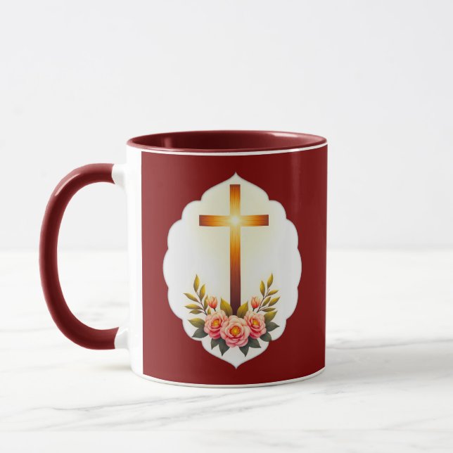 Christian Easter Cross with Flowers – caneca (Esquerda)