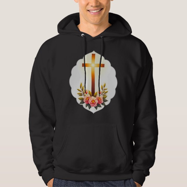 Christian Easter Cross with Flowers – moletom (Frente)
