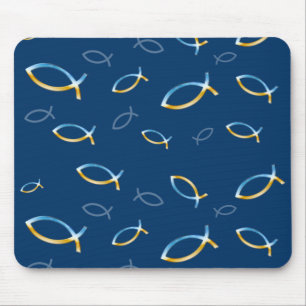 Christian Fish Sky & Ground Patterm - Mousepad