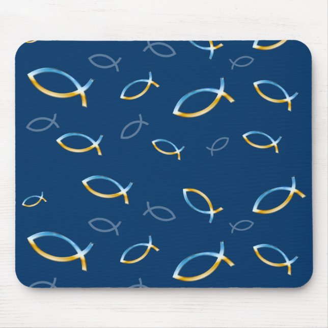 Christian Fish Sky & Ground Patterm - Mousepad (Frente)