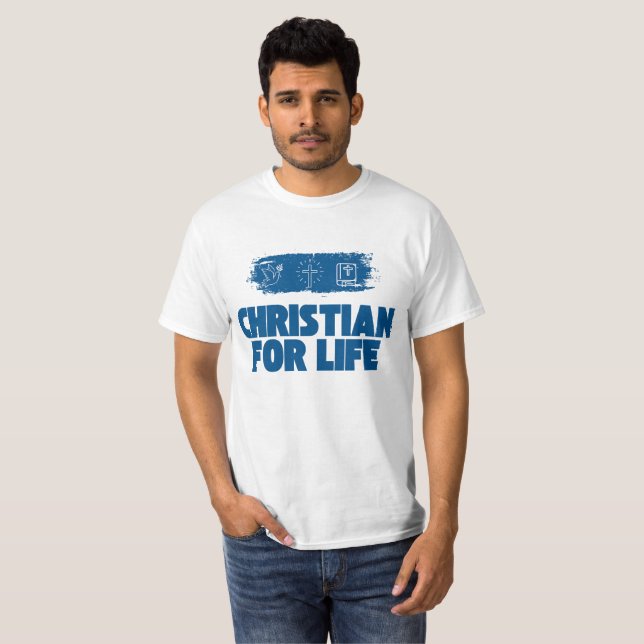 Christian por toda a vida, camisa cristã, camisa p (Frente Completa)