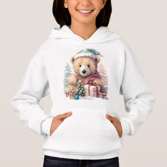 Christmas baby bear  hoodie for kids (Frente)