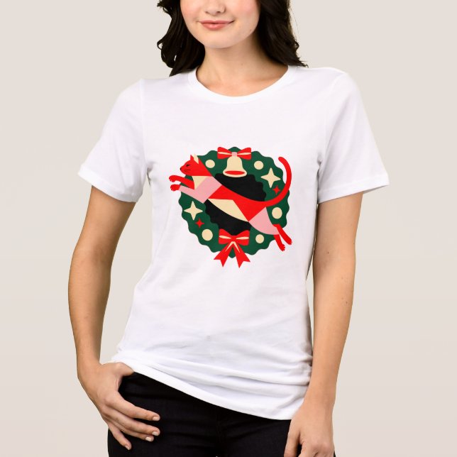 Christmas Cat Wreath Shirt (Frente)