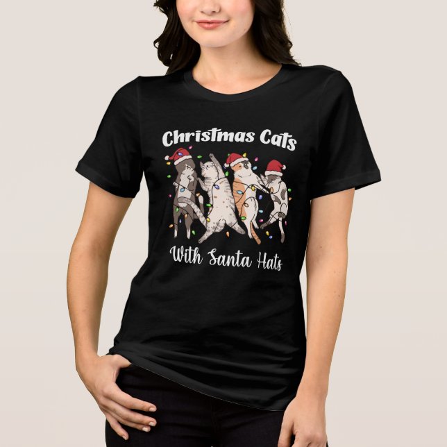 Christmas Cats with Santa Hats Cute Funny Holiday (Frente)