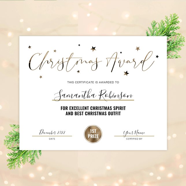 Christmas Certificate Award Gold Glitter Diploma (Criador carregado)