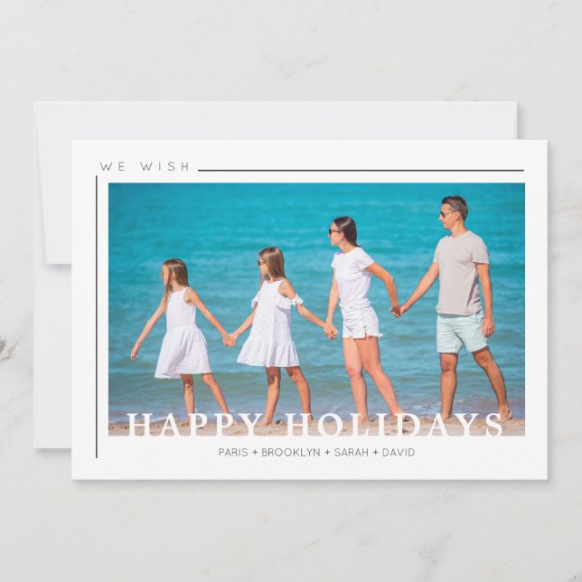 Christmas Chic Simple Typography Photo Family (Frente)