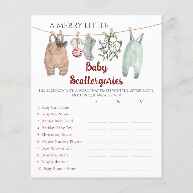 Christmas Clothes A Merry Little Baby Scattergorie (Frente)