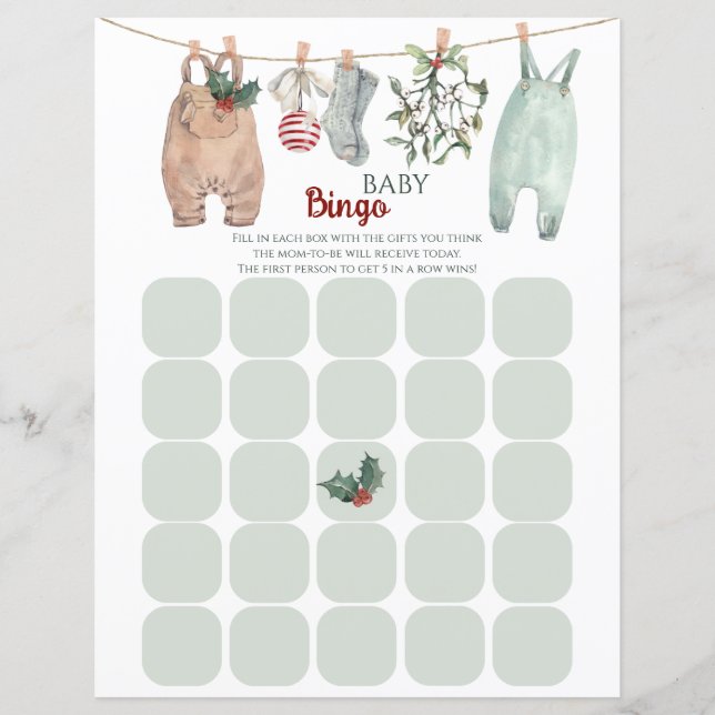 Christmas Clothes Baby Bingo Game (Frente)