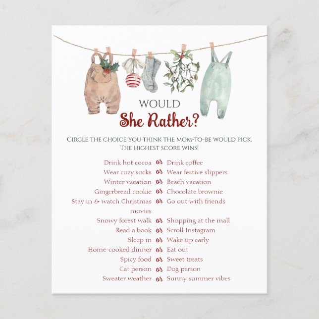 Christmas Clothes Would She Rather Game  (Frente)