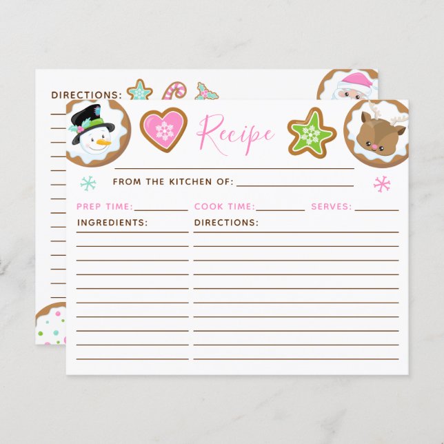 Christmas Cookie Exchange Pink and Green Recipe (Frente/Verso)