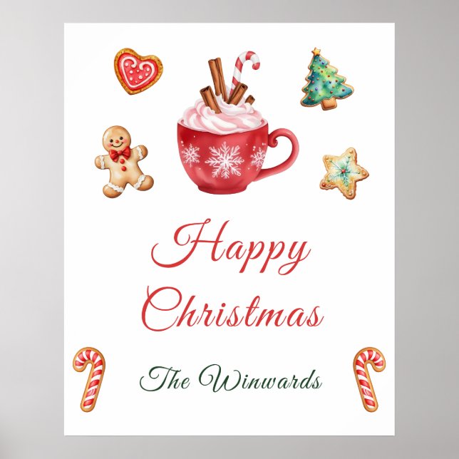 Christmas Cookies and Cocoa Party Welcome Poster (Frente)