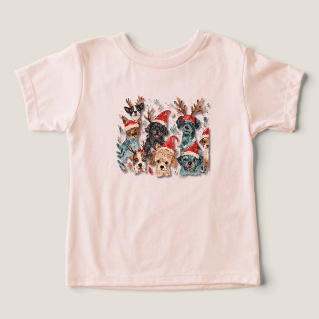 Christmas Dog Line Art T-Shirt | Minimalist Holida (Design frontal)