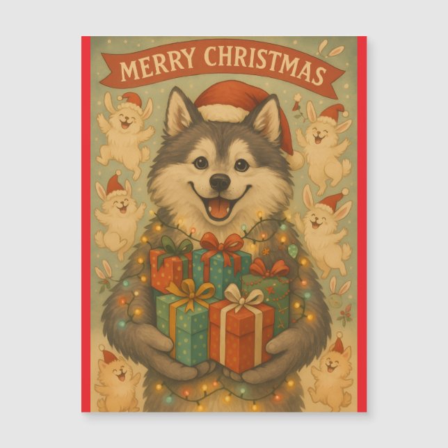 "Christmas Dog" Magnetic Card (Frente)