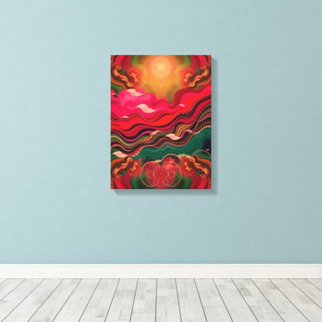 Christmas Energy Bloom – Frequency Wrapped Canvas (Insitu(piso de madeira))