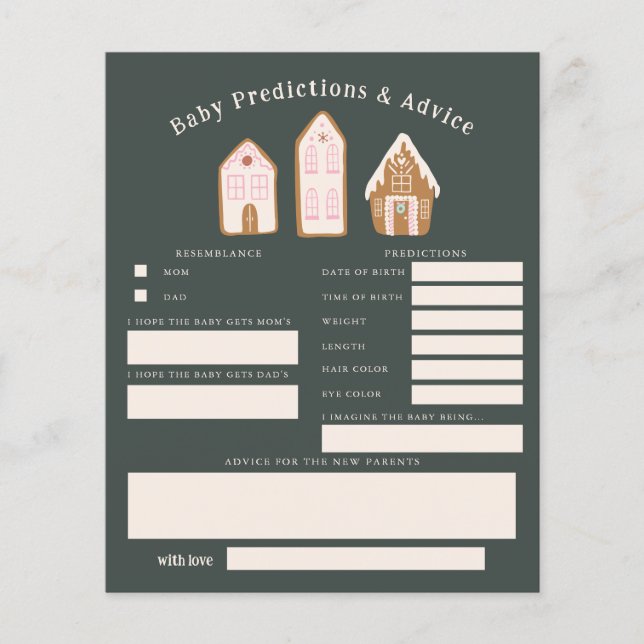 Christmas Girl Baby Shower Baby Predictions Card (Frente)