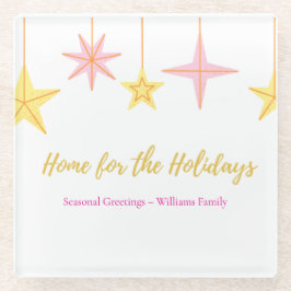 Christmas Glass Coaster with Holiday Motifs