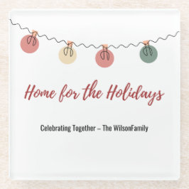 Christmas Glass Coaster with Playful Holiday Icons