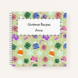 Christmas Green Doodle Pattern Monogram Recipe 