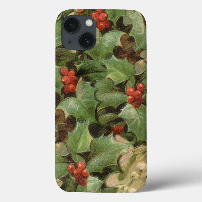 Christmas holly art print winter greenery (Verso)