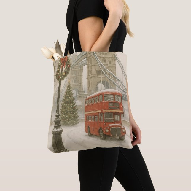 Christmas in London Tote Bag – Holiday Decor (Close Up)