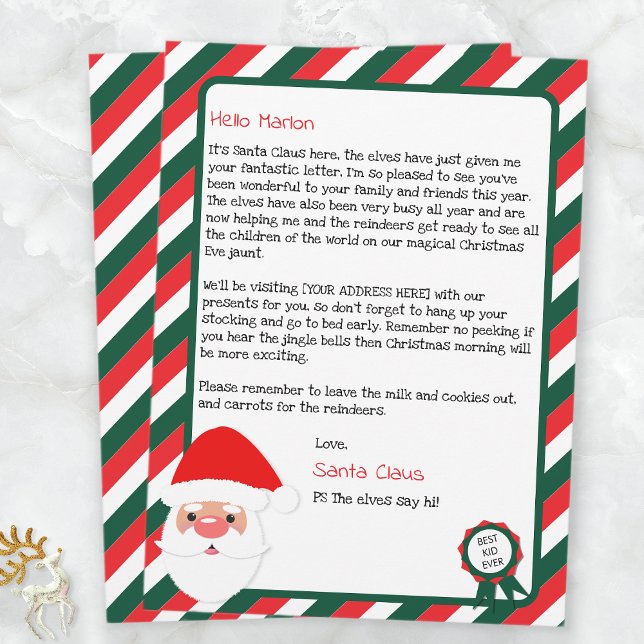 Christmas Letter From Santa Claus to Children (Father Christmas Stripes)